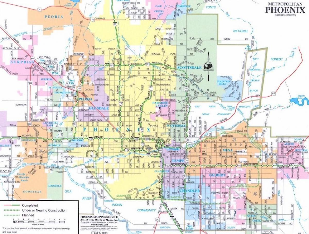 kort over Phoenix byer