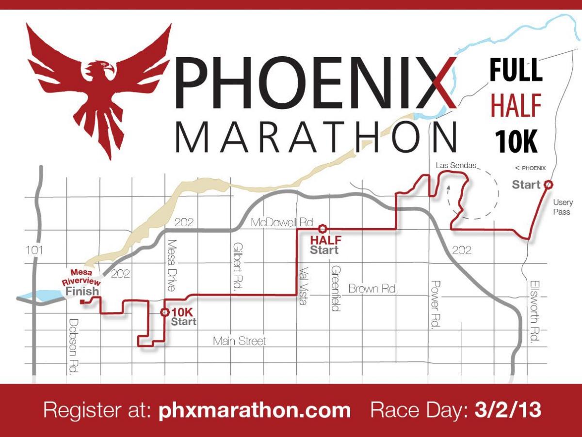 kort over Phoenix maraton