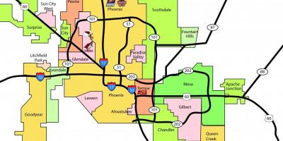 Phoenix metro-kort over området